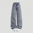 thumbnail image 6 of Wonitaaizi Girls Jeans Denim Elastic Wasit Wide Leg Baggy Pants Kids Clothes (14-15 Years,Blue), 6 of 6