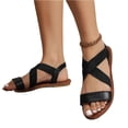 thumbnail image 2 of Sandals With Back Strap, Women's Flat Sandals, Women Flat Sandals, Strap Sandals, Women's Elastic Flat Sandals - Comfort Open Toe Elastic Ankle Strap Slip On Casual Walking Summer Shoes, Black 6.5, 2 of 7