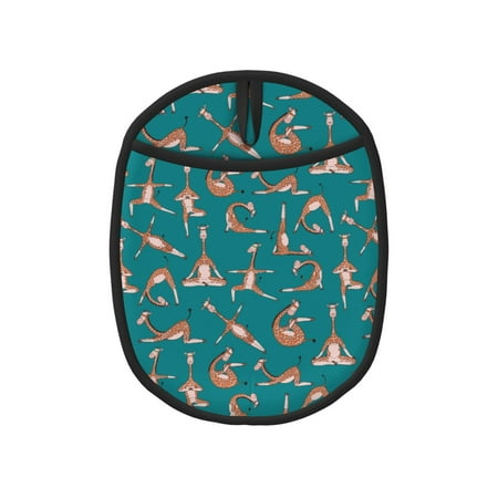 

Pofeuu Giraffes Doing Various Yoga Print Silicone Pot Mat Mitten With Hanging Loop Heat Resistant Oven Mitts Non-Slip Bbq Baking Smoking Potholders