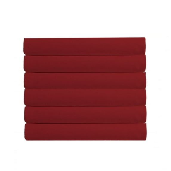 Pack of 6 - Flat Sheet (Queen Size, Solid Burgundy) 650-Thread-Count 100% Natural Cotton - (Available in Bulk/Dozen) Best for Hotel, SPA, Hospitals - Wrinkle, Fade and Stain Resistant