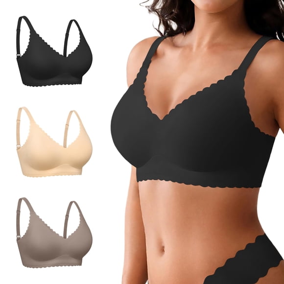 Bra DEANGELMON inalámbrico, sin costuras, push-up, paquete de 3, cómodo
