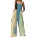 thumbnail image 1 of Gibobby pantalones siameses de pierna ancha Monos de mujer Verano Casual Suelto Sin mangas Patchwork Doble bolsillos Mono Estampado floral Boho Pierna ancha Babero en general(Azul， XL), 1 of 5