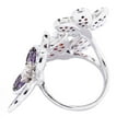 thumbnail image 2 of Sterling Silver with Natural Garnet and Amethyst Three Flower Ring, 2 of 3