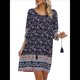 thumbnail image 1 of Vestido Informal de Verano para Mujer, Estilo Bohemio, con Borlas y Cuello Anudado, Larga 3/4, Estampado Floral Corto Tíbet L, 1 of 8