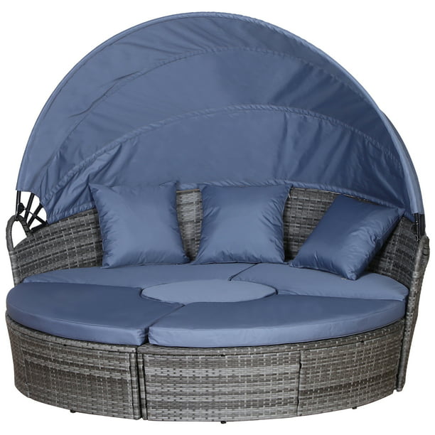 Outsunny 5 Pieces Cushioned Outdoor, Round Sofa Bed Outdoor