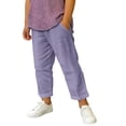thumbnail image 2 of IFNWSV Boys Pants Solid Color Cotton Linen Breathable Elastic Waistband Comfortable Loose Casual Trousers Purple 10-11 Years, 2 of 7