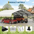 thumbnail image 3 of 20x20x9FT Oversized Metal Carport, Heavy Duty Steel Garage for Car Boat Tractor, All-Weather Protection, 3 of 8