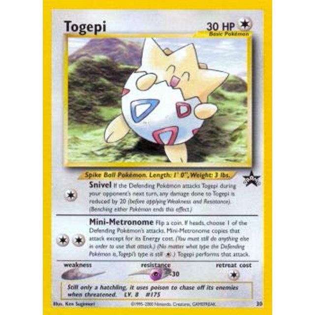 Carta básica Togepi Pokémon 30 PS Wizards Black Star