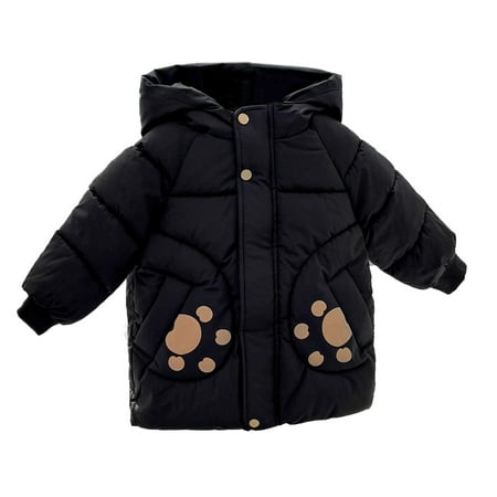 

AIMAOMI Toddler Girls Boys Winter Long Sleeve Fashion Cat Prints Thick Warm Hooded Down Soft Coat Down Paraks For Kids H