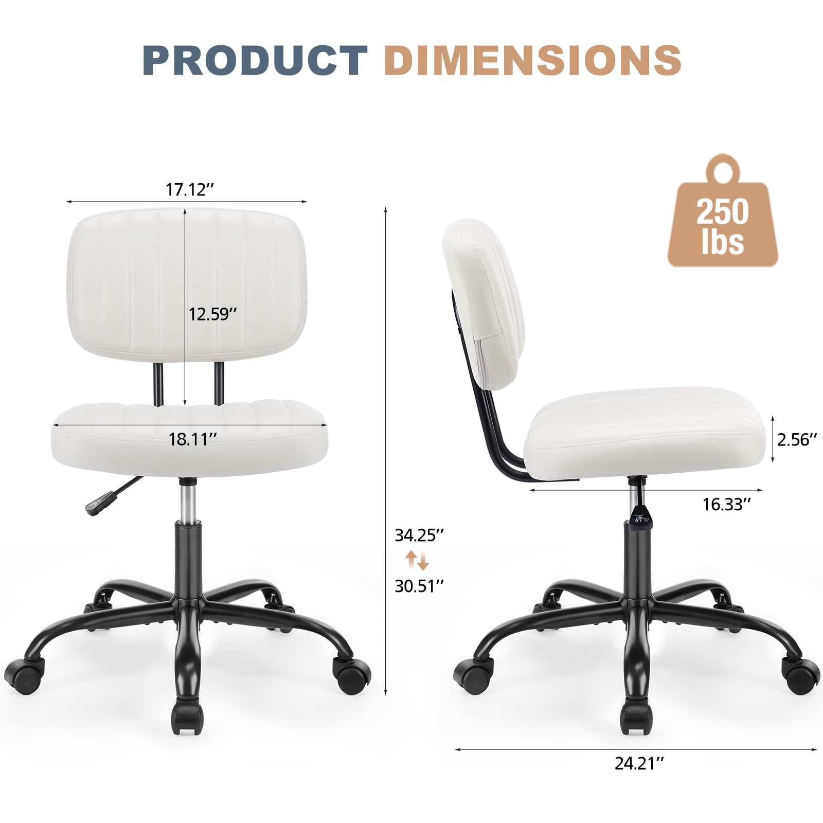 MAYEERTY Ergonomic Mid-Back Executive Office Chair Swivel Computer Desk Task Chair，White
