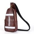thumbnail image 3 of Bolso De Pecho Bolso retro en el pecho con estampado informal PU Crossbody Sling Bags para hombres y mujeres (Rugby), 3 of 8
