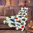 thumbnail image 6 of Cartoon Tractors with Combines and Hay Bales, Cheerful Farm Style for Tractor Lovers, Cozy Harvest Scene, Flannel Blanket for Kids Room and Playroom, Birthday Gift and Farm Home Decor, 6 of 9