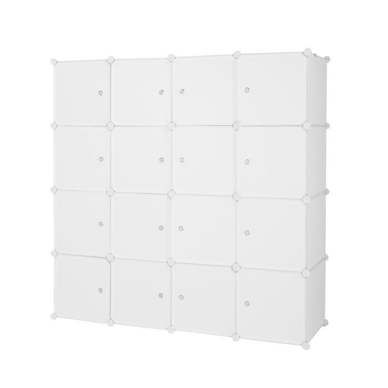16-Cube Storage Shelves with Doors, Modular Book Shelf Organizer Units,  Plastic Clothing Storage Containers, Closet Cube Storage&Organizatier
