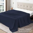 thumbnail image 3 of Luxurious Flat Sheet - 100% Egyptian Cotton, 500 Thread Count, 1-Piece Top Sheet, Soft Bed Sheet, Breathable and Cooling Flat Sheet, Stripe Navy Blue, King Size, 3 of 5