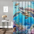 thumbnail image 2 of Patifu Sea Turtle Coral Washable Shower Curtain 100% Polyester Chic Decor 36"x72, 2 of 7