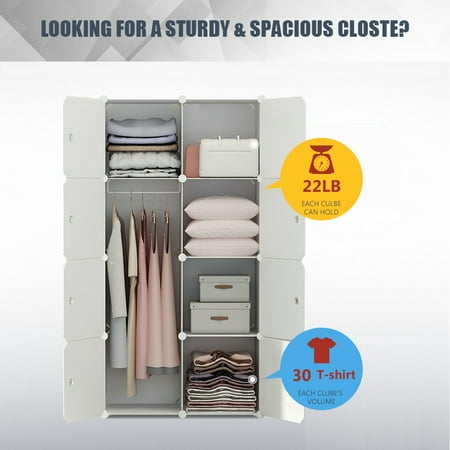 Sortwise 8 Cube Diy Portable Closet Organizer For Hanging Clothes