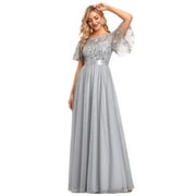 Ever-Pretty Womens Elegant Embroidery A-Line Bridesmaid Dresses for Women 00904 Grey US4