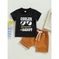 thumbnail image 3 of xiaxaixu Toddler Boys Summer Outfit Sets Short Sleeve Letter Eyeglasses Print Tops + Solid Color Drawstring Shorts, 3 of 9