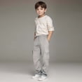 thumbnail image 4 of Xinlfly Boy's Casual Cargo Pants Sweatpants with Pockets- Baggy Drawstring Solid Color Wide Leg Pants, 4 of 4