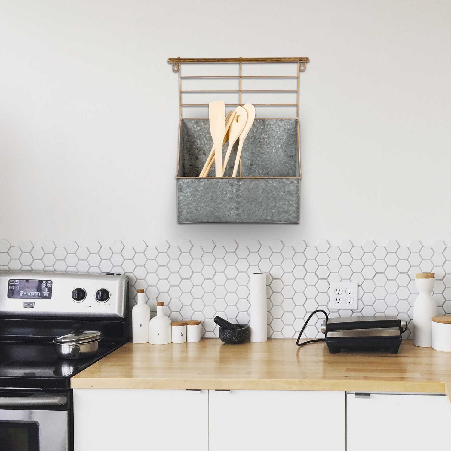 Truu Design Bac de rangement 2 compartiments avec rack