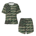 thumbnail image 4 of Lsque Jungle Green Camo USA Flag Women's Short-Sleeved Pajama Set - 2 Piece Soft and Lightweight Sleepwear Set-X-Large, 4 of 9