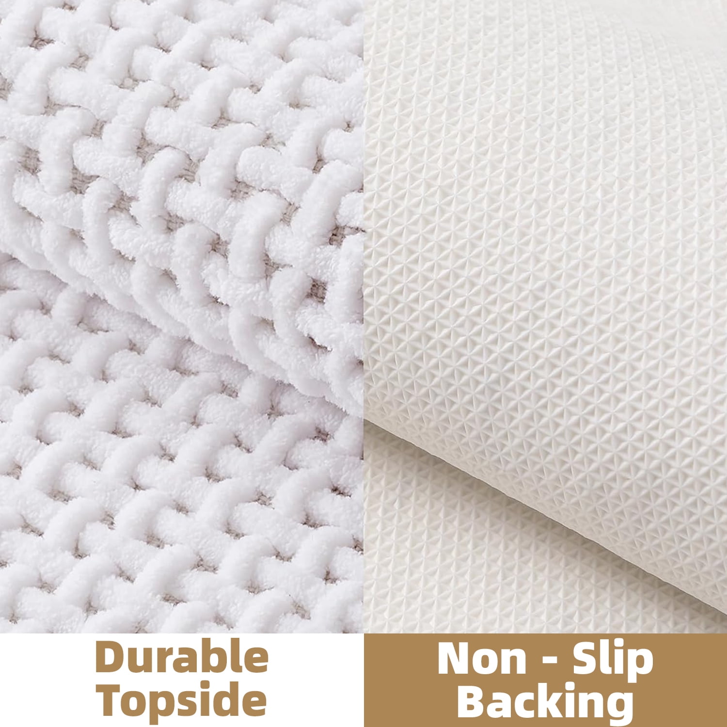 PABUBE Bathroom Rug,Small Non Slips Bath Mat, Machine Washable Bathroom Mat, Soft Absorbent Bathmat Bath Rug, Bathroom Rug and Mat for Bathroom Floor (16"x24",White)