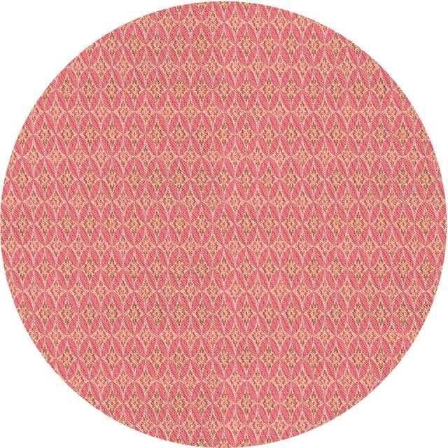 Ahgly Company Tapis Rond Lavable en Machine Intérieur Transitionnel Rouge Cramoisi, 8 Pieds Rond