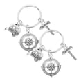 thumbnail image 1 of FRCOLOR Camping Keychains 2pcs Compass and Sign Design Keyring Souvenir Key Holder Camping Theme Keychains Pendant Camper Gift Key Rings Craft Ornaments,2.36"X0.98"X0.08", 1 of 5
