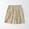 thumbnail image 2 of MIUOWANP Women's Elastic Waist Shorts Cotton High Waisted and Wide Legged Striped Print Shorts Size L(8)Khaki, 2 of 3