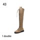 thumbnail image 5 of Minnieouse Botas hasta la rodilla para mujer Cremallera lateral Tacón bajo Flock Muslo Botas altas Microfibra Color sólido Zapatos planos Accesorio Calzado caqui 9 Minnieouse AP013397-18, 5 of 6