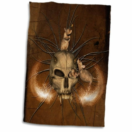 3dRose Scary skull with funny rats - Towel, 15 by 22-inch
