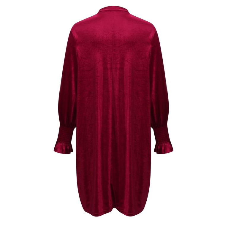 burgundy velvet shirt dress Burgundy Gold Baroque Velvet Shirt XXL / Burgundy / COTTON/VISCOSE main image 0