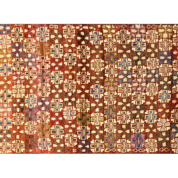 Ahgly Company Machine Washable Indoor Rectangle Contemporary Lava Red Area Rugs, 8' x 12'