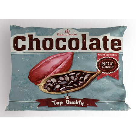 Cocoa Pillow Sham, Best Choice Chocolate Calligraphy Tasty Yummy Sweet Snack Theme Grunge Background, Decorative Standard Size Printed Pillowcase, 26 X 20 Inches, Multicolor, by (Best Sweet Snacks For Diabetics)