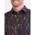thumbnail image 4 of Birdie Bound Men's and Big Men's Halloween Neon Skeletons Golf Polo Shirt with Short Sleeves, Sizes S-5XL, 4 of 5