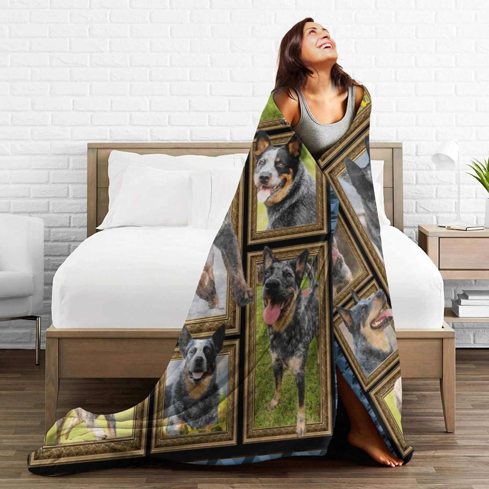 Wijzvio Australian Cattle Dog Throw Blanket Soft Fuzzy Fleece Blanket For Couch Bed Living Room Decoration 50"X40"