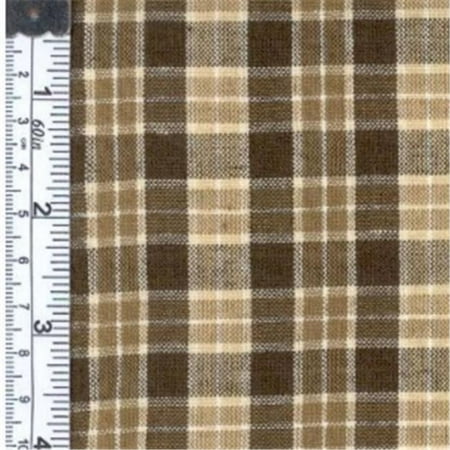 Textile Creations 1308 Rustic Woven Fabric, Medium Plaid Brown Natural, 15 yd.