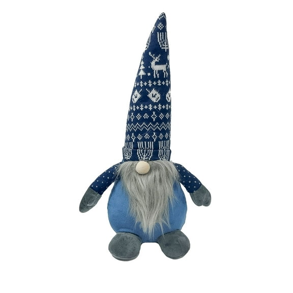Plush Gear Hanukkah Gnome 16" Plush – Blue Outfit, White Beard, Menorah & Star of David Holiday Decoration for Kids and Adults