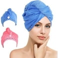 thumbnail image 1 of Turban pour Cheveux Serviette pour Cheveux Turban Ensemble de 2 Serviettes à Séchage Rapide, 1 of 5