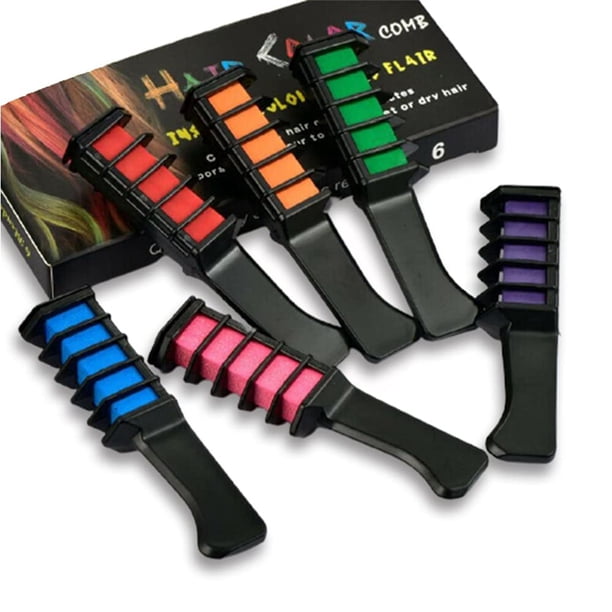 Tiza para el cabello de 6 colores para tinte temporal para el cabello para niños, adultos, niños, loco, no tóxico, seguro, lavable, tinte para el cabello para niñas oso de fresa Hogar