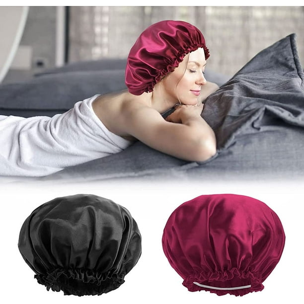 Gorro de noche de pelo satinado de 2 piezas, gorro de noche, gorro de ducha, gorro de dormir ajustable, gorro de dormir para mujer, gorros elásticos para dormir Sailing Electrónica