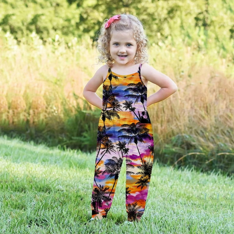 NAISIBABY Girls Suspenders Jumpsuit, Sleeveless Hawaiian Beach