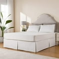 Pleated Waffle Weave Bed Skirt, Tailored Dust Ruffle 16 Inch Drop Easy ...