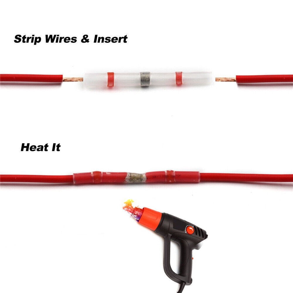 500pcs 22-18AWG Wire Connectors Heat Shrink Solder Seal Sleeve Butt Terminals US