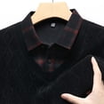 thumbnail image 3 of Blusa y camisa de manga larga con cuello vuelto para hombre, moda informal, color liso, sin capucha, dos piezas falsas, suéter de manga larga, abrigo de poliéster para hombre, 3 of 4