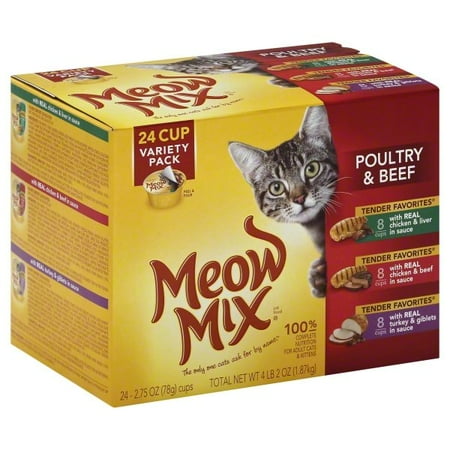 Tender Turkey - Meow Mix Tender Favorites Poultry & Beef Variety Pack Cat Food, 2.75-Ounce