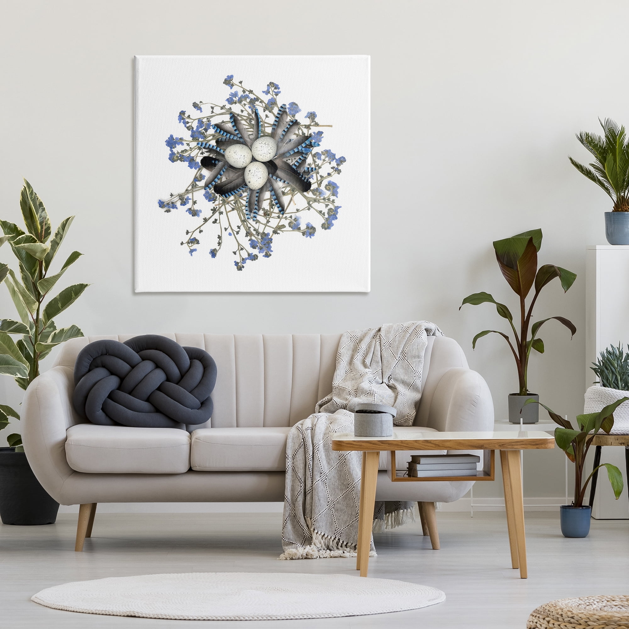 Stupell Industries Feathered Nest & Blue Florals Canvas Wall Art, design by Beth Adoette