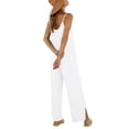 thumbnail image 4 of Sokhug Womens Spaghetti Strap Wide Leg Jumpsuit Loose Fit Sleeveless V Neck Jumpsuit with Side Pockets and Slit Hem, 4 of 5