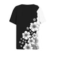 thumbnail image 4 of Women's Boho Floral Print Henley Tops - Notch V-Neck Short Sleeve Button Shirts Blouse Loose Fit Summer Casual Tee Floral Print Button Blouse, 4 of 5