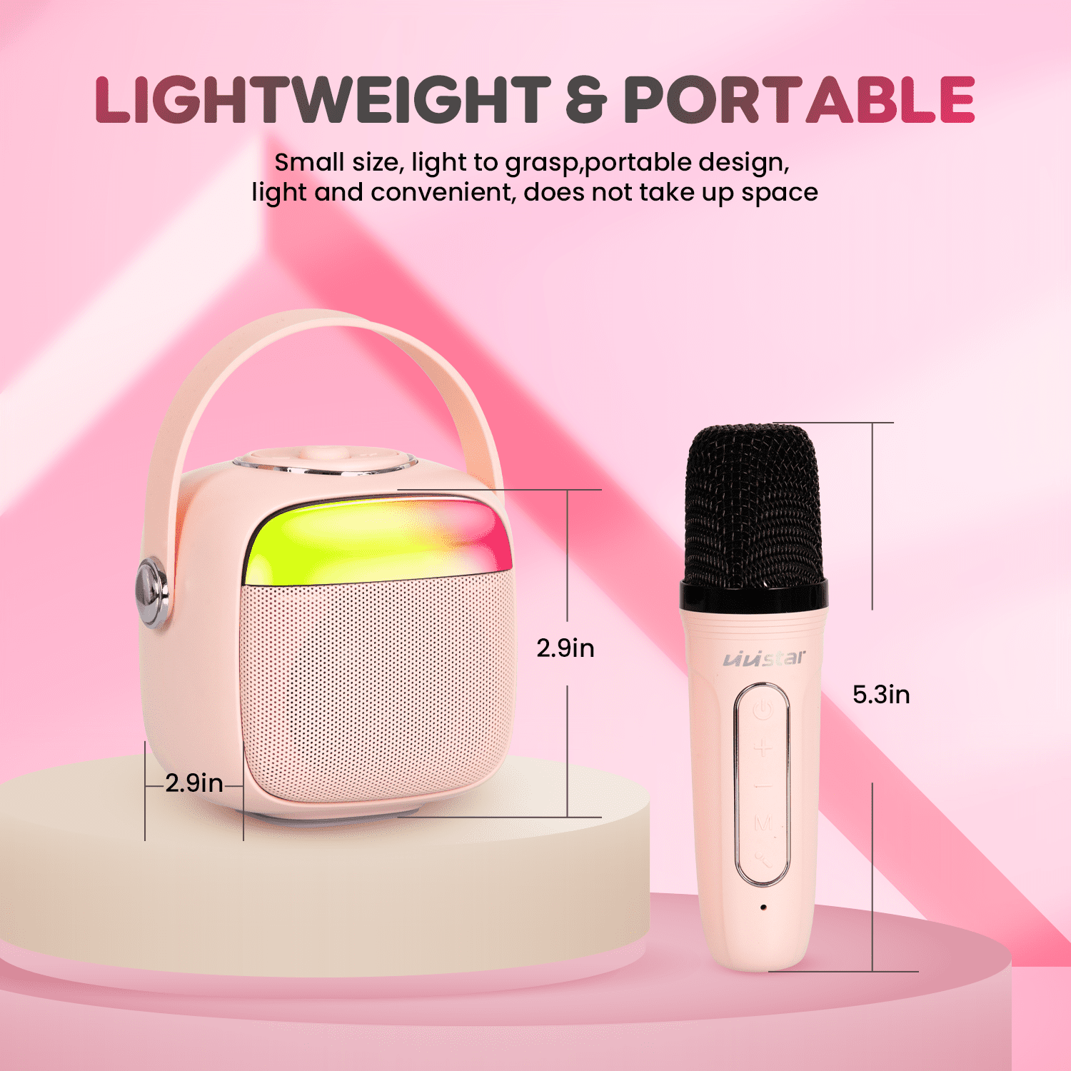 VIVISTAR Unisex Karaoke Machine for Kids with Two Wireless Microphones